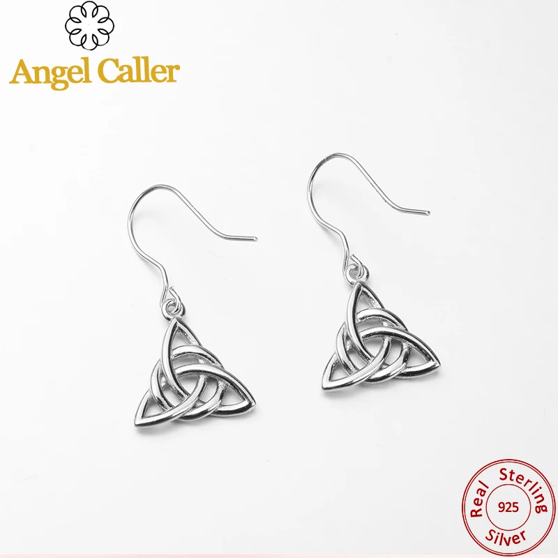 Серьги в виде сердечка Angel Caller Настоящее серебро Rhodium Luck ирландский кельтикс с