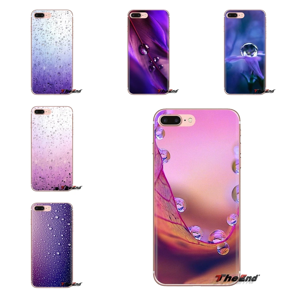 Soft Transparent Cases Covers Blue and purple raindrops Art For Xiaomi Redmi 4A S2 Note 3 3S 4 4X 5 Plus 6 7 6A Pro Pocophone F1 |