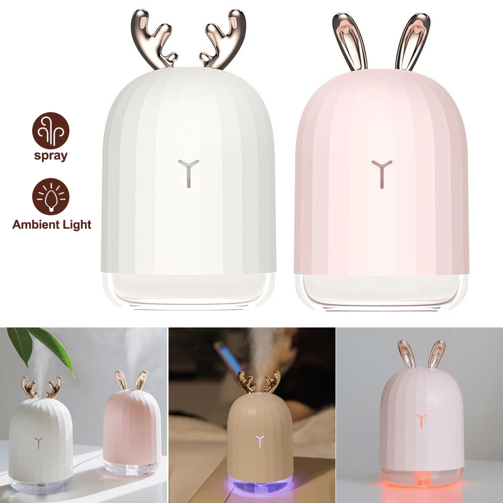 

DIDIHOU 220ml Portable USB Air Humidifier With Night Light Ultrasonic Essential Oil Diffuser Home