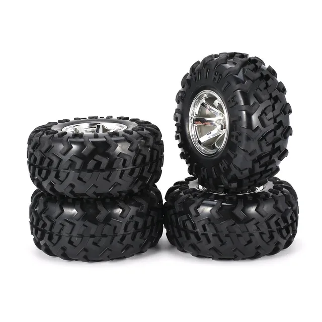 Cheap AUSTAR 4pcs AX-3001 125mm Rim Rubber Tyre Tire Wheel Plastic Hub for 1/10 RC Big Feet Model HSP HPI Beadlock No Gluing RC Parts