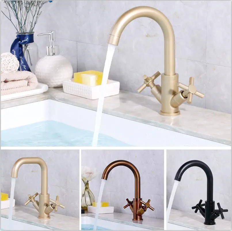 Special Champagne color dual handles bathroom basin faucet hot and cold