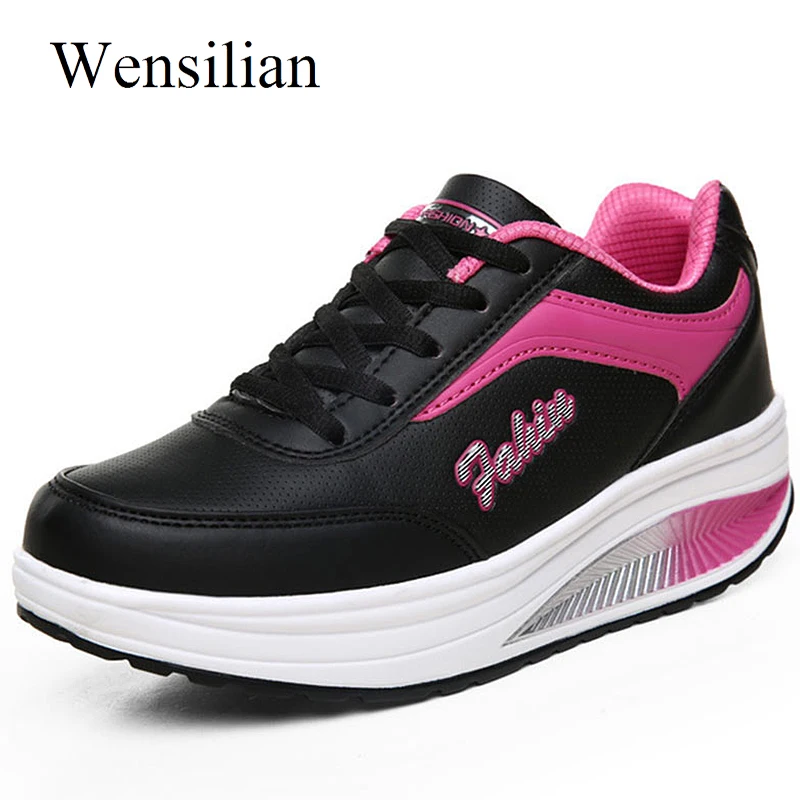 

Running Shoes For Women Sneakers 2018 Sport Shoes Woman Wedges Walking Lace-up Ladies Black Sneakers Zapatillas Deporte Mujer