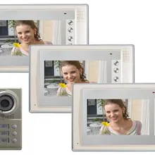 Домой Интерком охранника система Высокое качество 7 дюймов Цвет ЖК-дисплей видео домофона/вызывное устройство с дверным звонком/видео-телефон двери для 3-квартиры