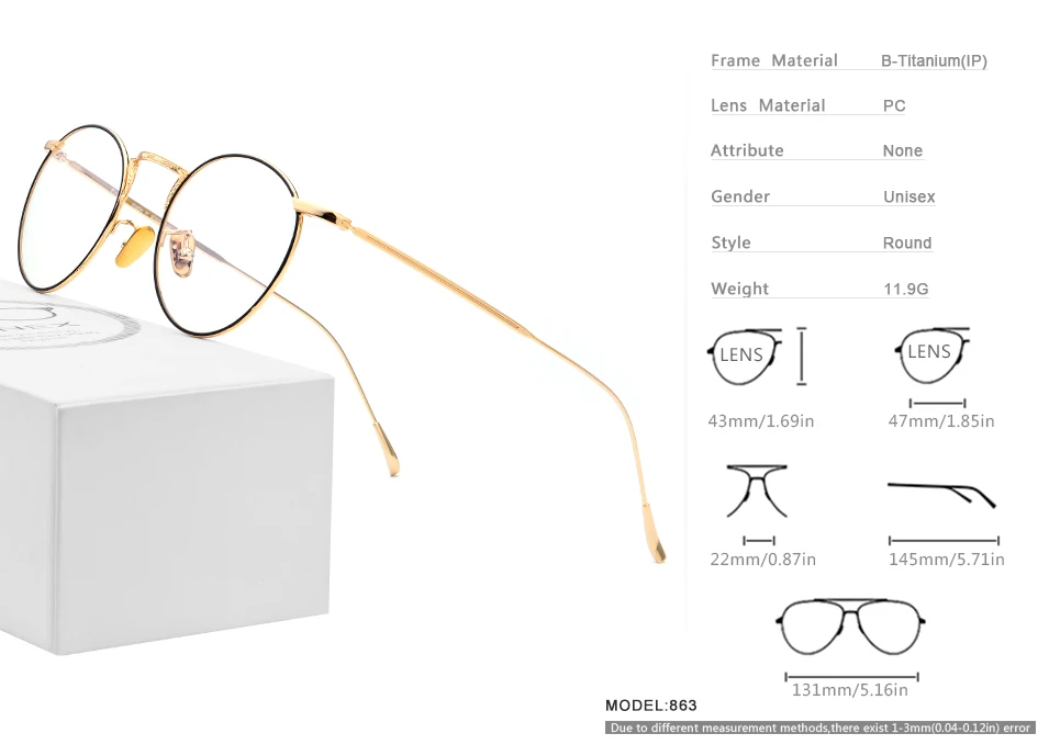 Pure B титановая оправа для очков, женские новые очки по рецепту, мужские винтажные круглые очки для близорукости, оптические оправы, очки 863