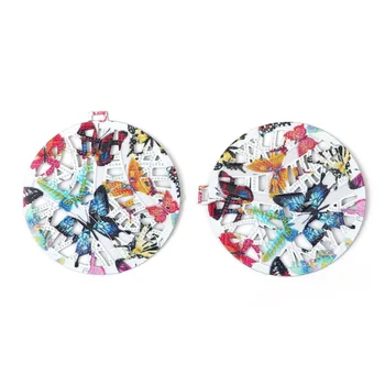 

DoreenBeads Iron Alloy Enamel Painting Pendant Charms Round Green Butterfly Pattern Filigree 38mm(1 4/8") x 36mm(1 3/8"), 5 Pcs