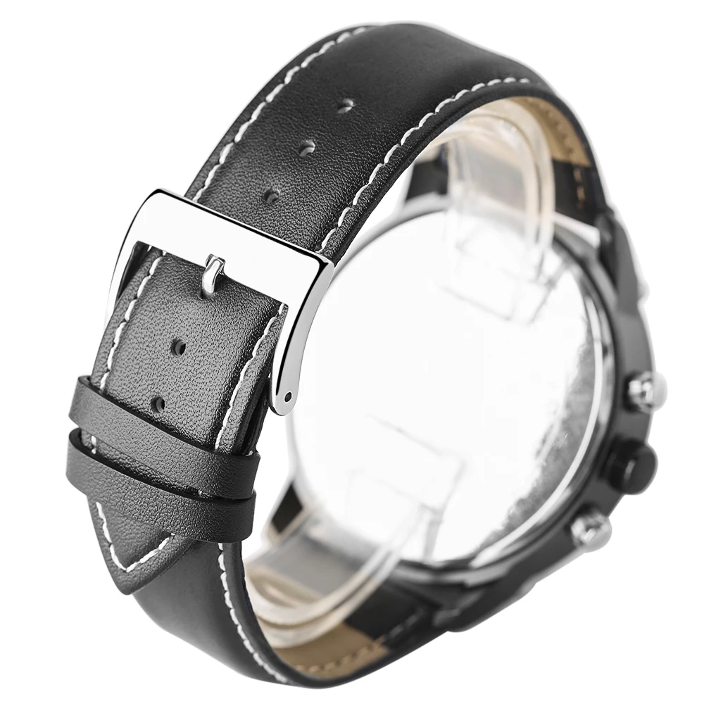 Keller & Weber Business Men's Watches Dual Time Zone Quartz Wrist Watch Genuine Leather Band Male Wirst Clock  (6)