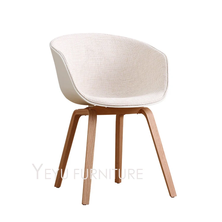 Минималистический современный дизайн, пластиковые и деревянные ножки, полумягкое покрытие, обеденный стул, модный корпус, для гостиной, отдыха, компьютерное кресло - Цвет: Linen Beige Natural
