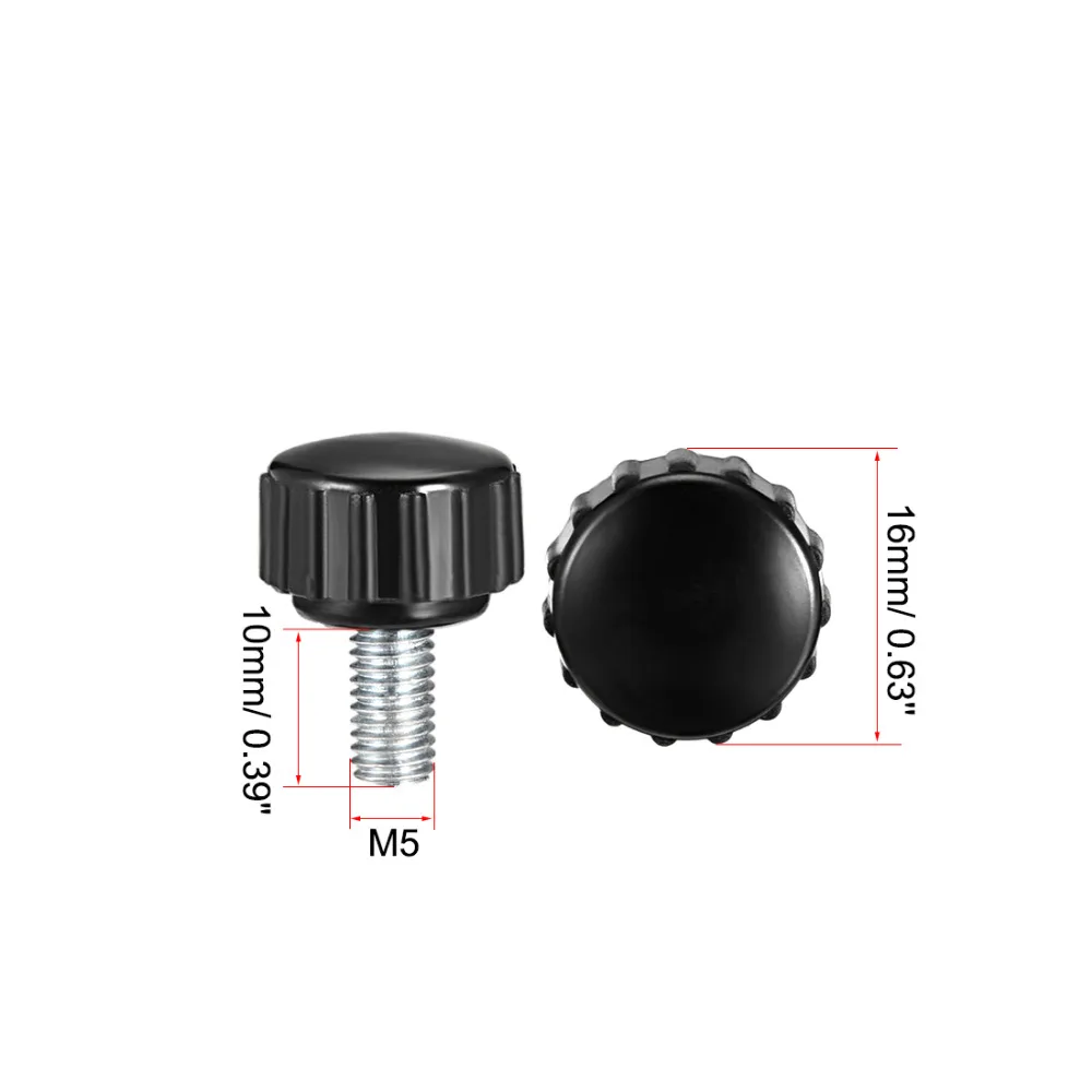 YXQ 24Pcs 5-Star Clamping Knob M5 x 20 Male Thread Screw 25mm Head Handle Grip Plastic Black Cap 