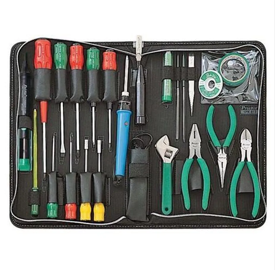 

ProsKit 1PK-813B-1 Basic Electronic Toolkit (220V), Hand Tool Set Screwdriver Pliers Needle File Tools Set