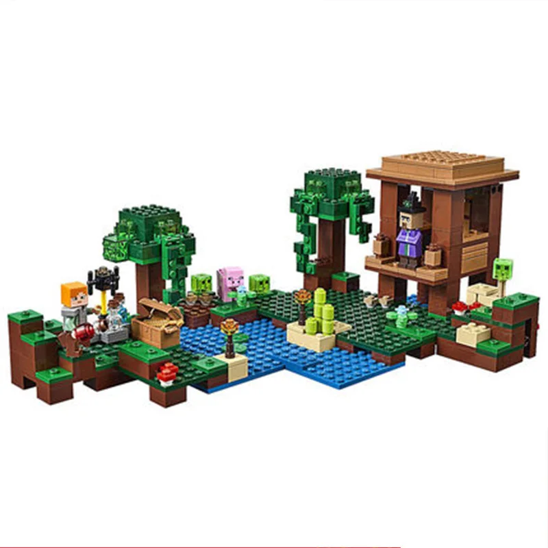 

Minecraft The Witch Hut Compatible Steve Slimes Minifigures LEGOs 21133 Lepin Minecraft Model Building Blocks Toys For Children
