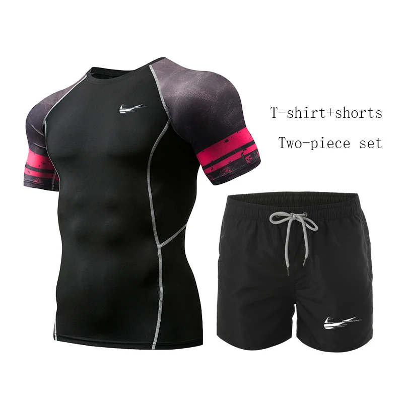 

summer Sport Suits Men's Sportswear T Shirts+pants Running sets Clothes Sports Joggers Training Gym Fitness Tracksuits Running S