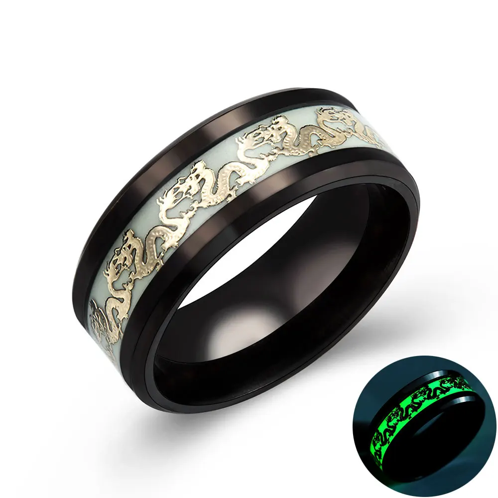 発光ドラゴンリング男性黒ゴールドステンレス鋼の女性の指輪ダーク男性リングジュエリー Ring Jewelry Black Goldstainless Steel Women Ring Aliexpress