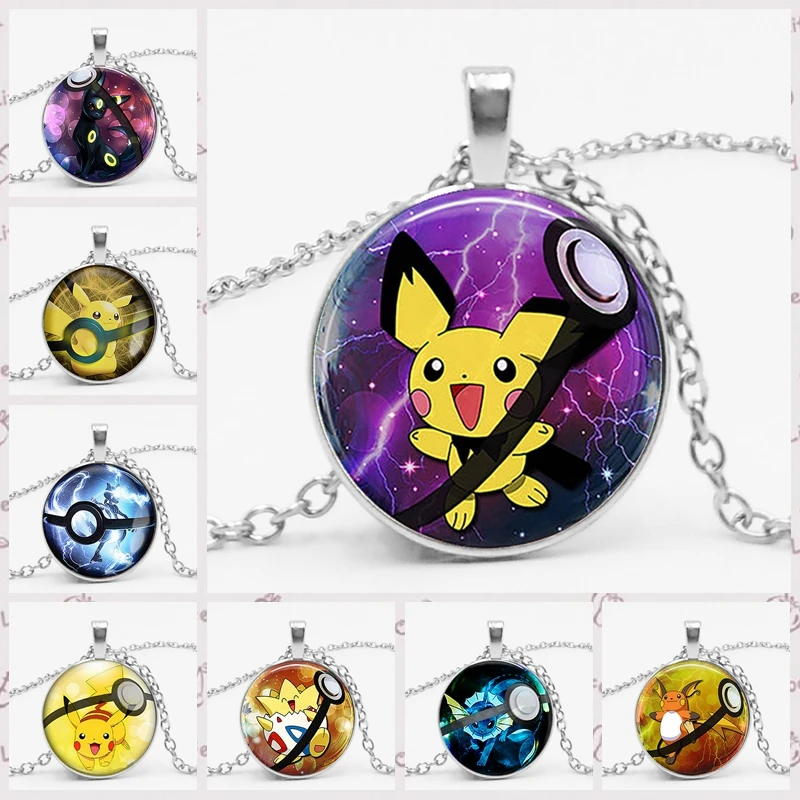 Pokeball ожерелье с кулоном модное милое Покемон Umbreon Круглый купол стеклянный Vaporeon детское ожерелье с кулоном Мега подарок дружбы