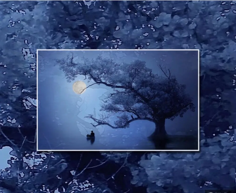Индивидуальные 3d обои Новый китайский стиль Чернильное искусство концепция дзен ночное дерево настенные украшения живопись шелк