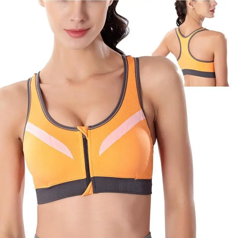 Mounchain Women Shock-proof Fitness Stretch Front Zipper Yoga Sports Bra Wire Free Underwear | Спорт и развлечения