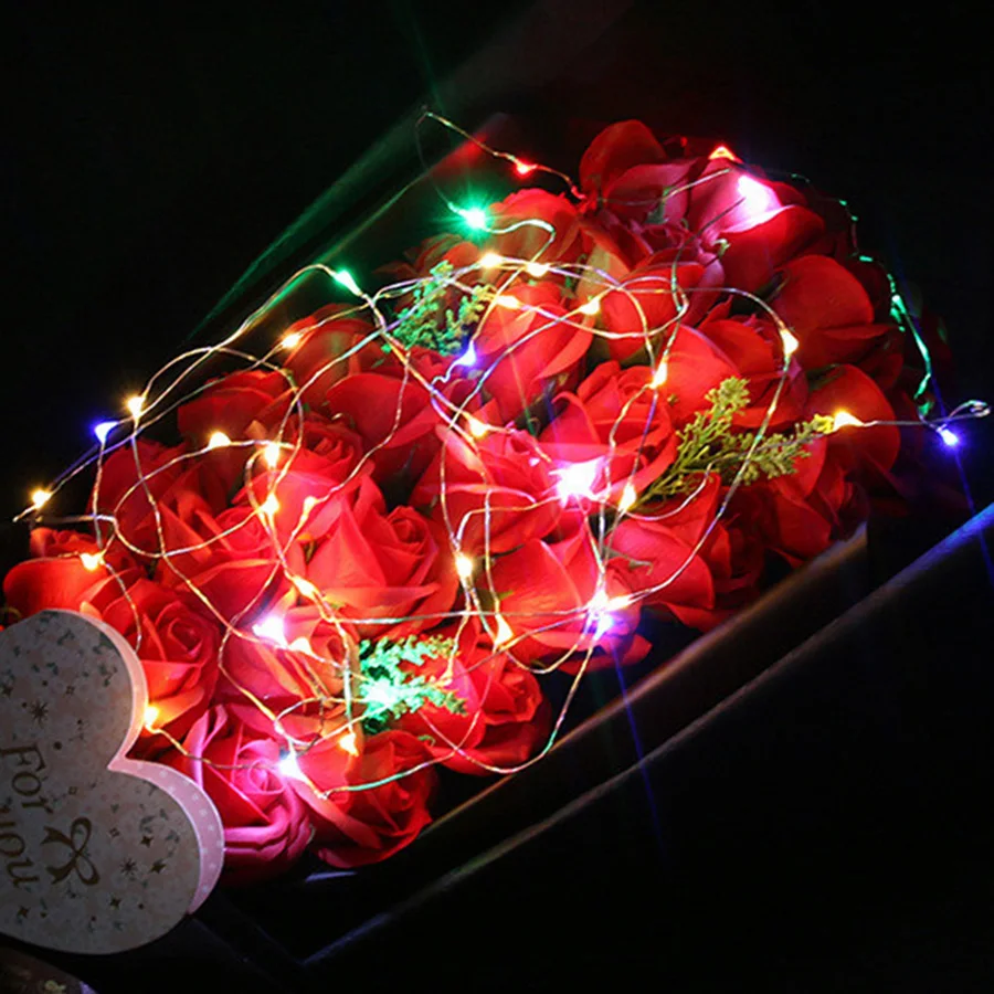 HANMIAO 2 м 3 м 5 M 10 м/100 светодиодный строки Медный провод Батарея питанием Рождественские Свадебная вечеринка украшения дома светодиодный