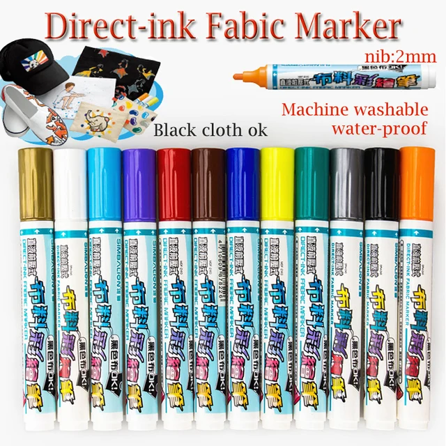 simbalion Machine Washable clothes markers WATER RESISTANT direct ink fabric marker fine piont