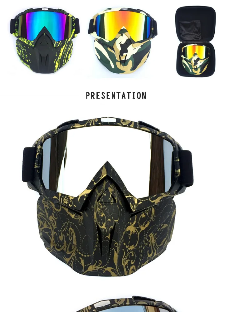 Лыжная маска для лица для снежного велосипеда, мотоциклетная маска, очки для мотокросса, съемные очки с открытым лицом для акулы, необработанные реактивные шлемы, очки