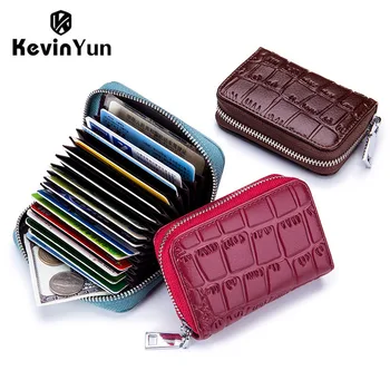

KEVIN YUN fashion women credit card holder split leather small zipper card case