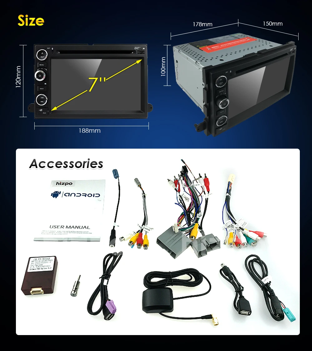 Excellent 1024*600 PureAndroid8.0 Capacitive Screen Car DVD GPS For Ford Focus Fusion Expedition F150 F250 F500 Escape Edge Mustang 4GWIFI 5