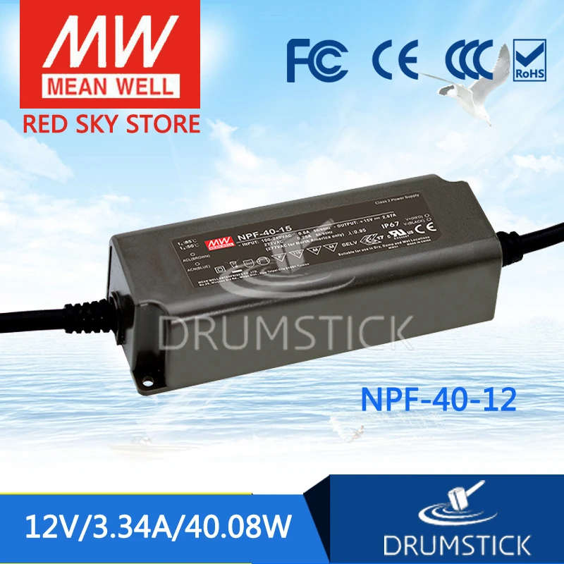 

MEAN WELL NPF-40-12 12V 3.34A meanwell NPF-40 12V 40.08W Single Output LED Switching Power Supply