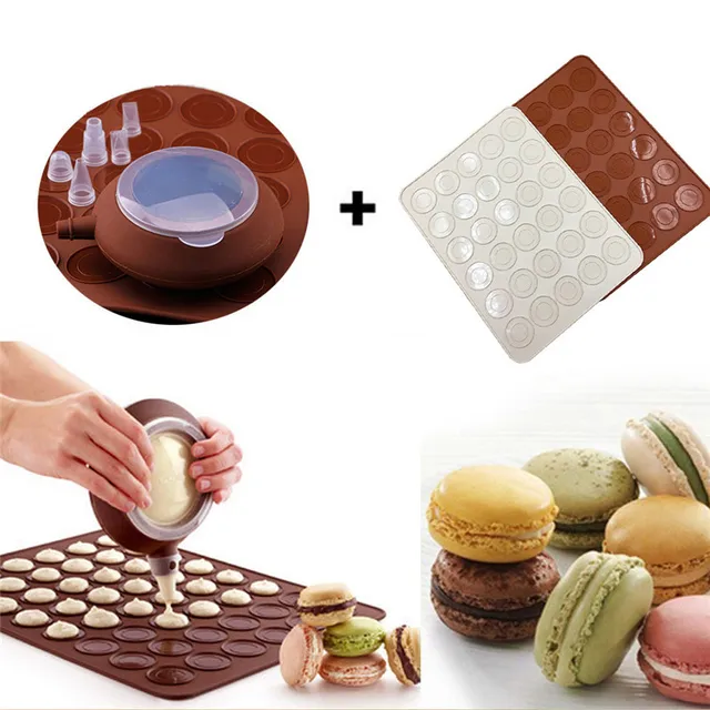 Best Offers New Silicone Macaron Pot Sheet Mat Nozzles Set Macaroon Baking Mold Oven DIY Decorative Cake Muffin Pastry Mould Baking Tools