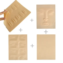 4 шт., 3D Силиконовая татуировка для лица, для практики, кожа, высокое качество, тату, дизайн, поддельные кожи для начинающих, Перманентный макияж, для практики