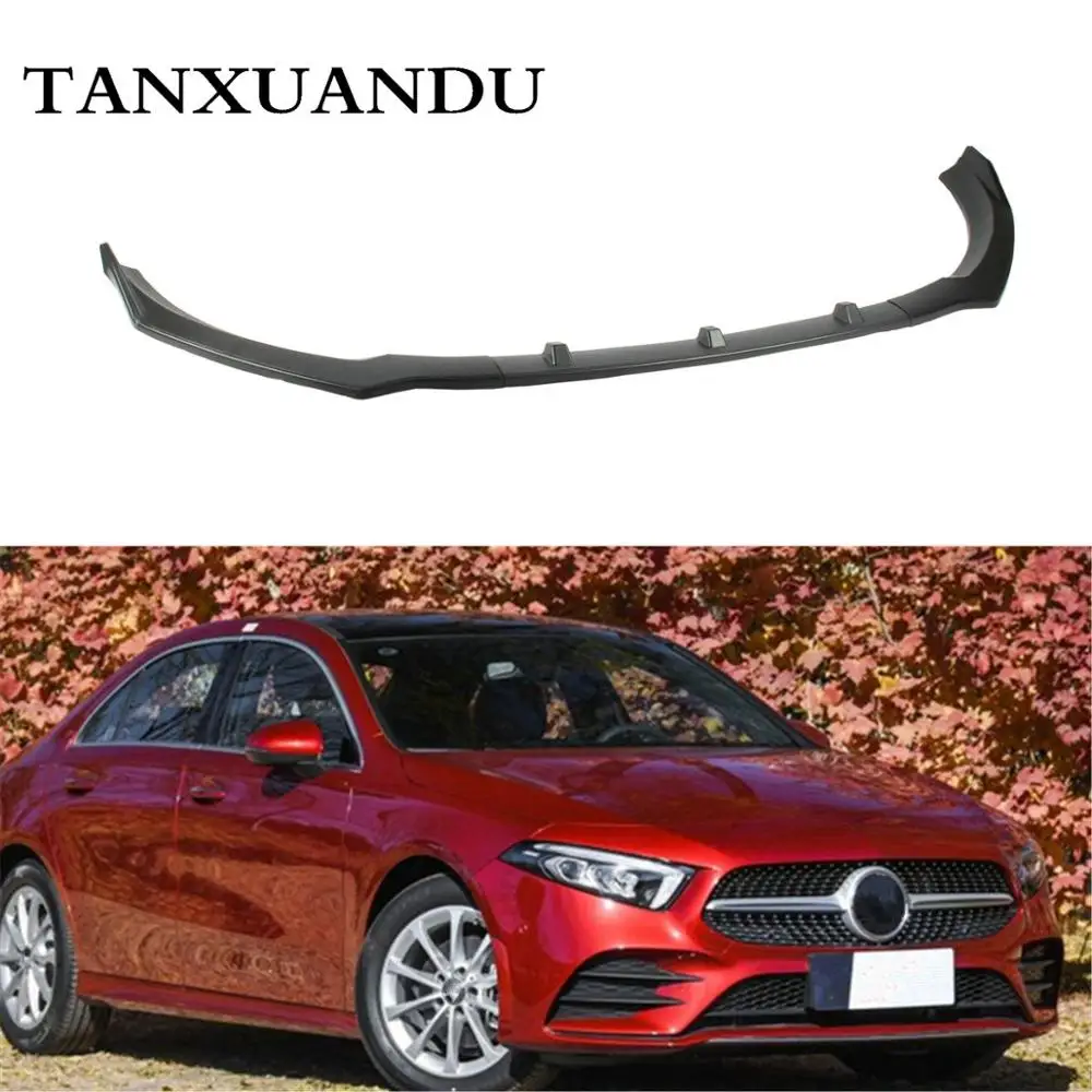 

Painted Gloss Black 3-Stage Front Bumper Lip Spoiler Underbody Wing Sporty JX Type Fit For BENZ A Class 2019-2021 A180 A200 A220