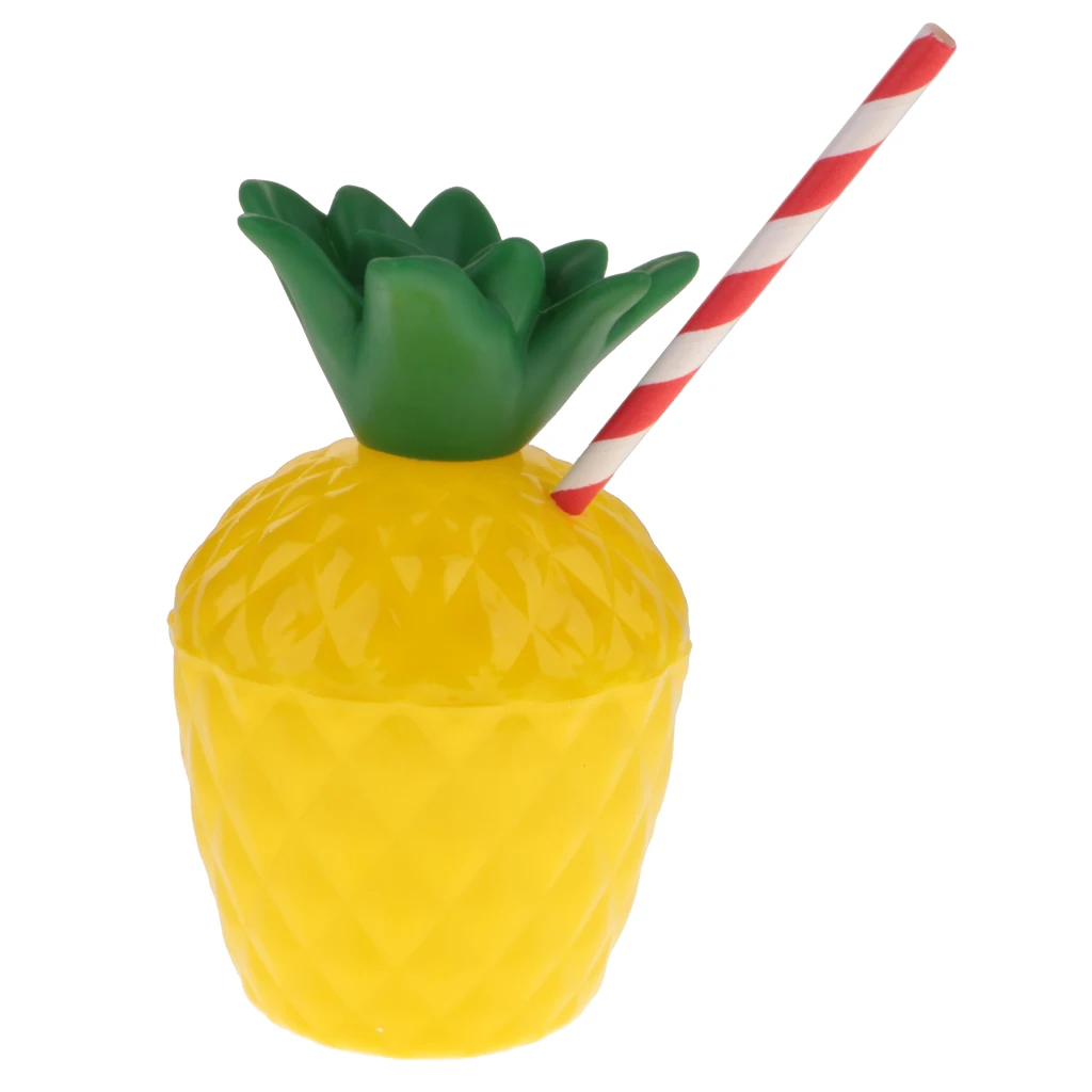 10pcs Plastic Pineapple Drinking Cup Fruit Shape Juice Cups Hawaiian Beach Party Birthday Summer Swimming Pool Party Favors