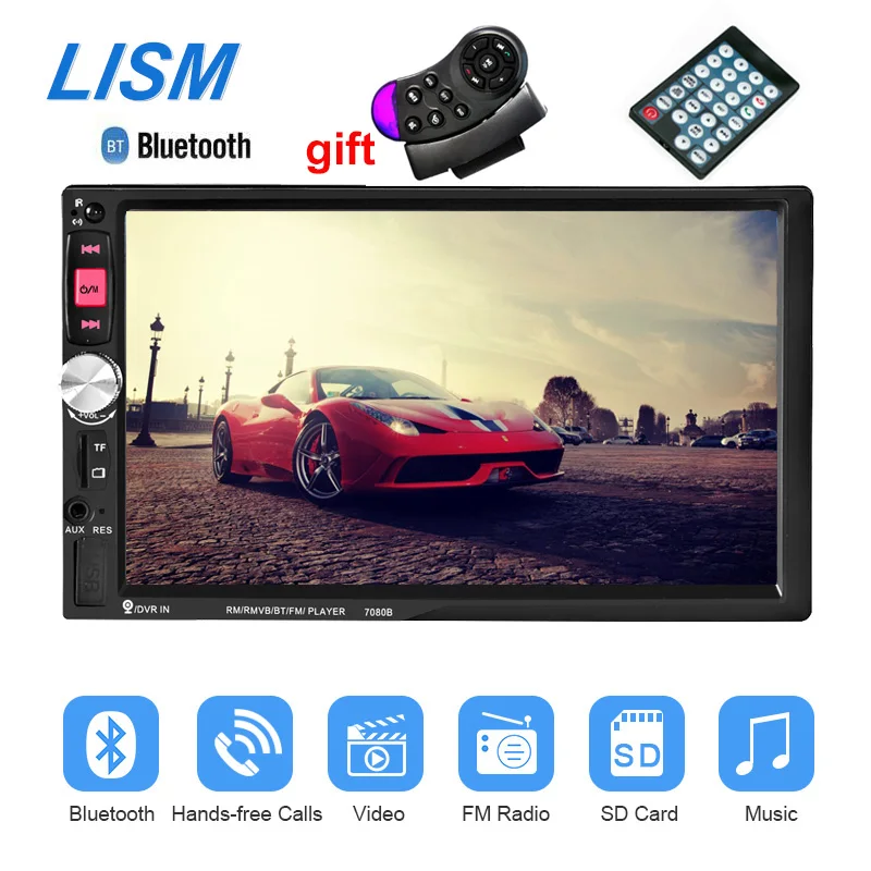 

LISM 2 Din Car MP5 Player Bluetooth Audio Stereo Car Radio Tuner 7 Inch HD Touch Screen Autoradio Support Rear View Camera