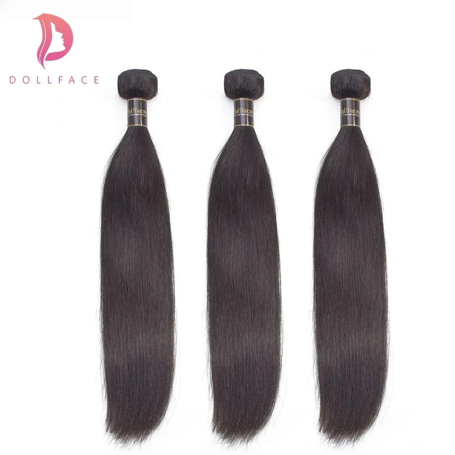 Dollafce 3 Straight Human Hair Weave Bundles Indian Virgin Hair