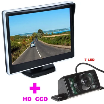 

7LED Car Rearview Camera HD 170 Angle + 5" TFT LCD Car mirror Monitor car backup camera 2 in 1 Auto Parking Assistance System