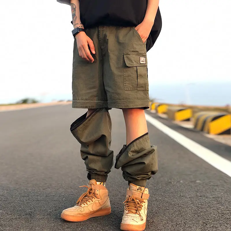 

2019 new Men Pants Casual Mens hip hop rap Male Trousers street Korean Straight Full overall breathing loose ankle banded Pant