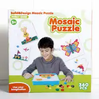 ความคิดสร้างสรรค์โมเสค Pegboard, 360 ชิ้น DIY เห็ดเล็บจิ๊กซอว์ปริศนาโมเสกครอบครัวเกมการศึกษาของเล่นสำหรับเด็กเด็ก