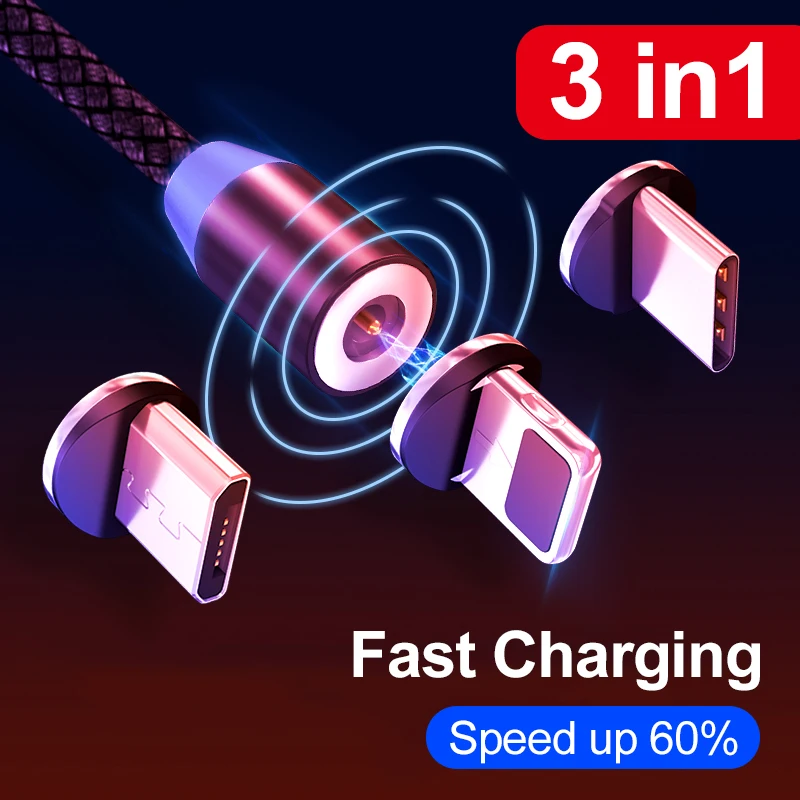 Магнитный Micro USB кабель ROMICHW для быстрой зарядки usb type C кабели мобильных телефонов