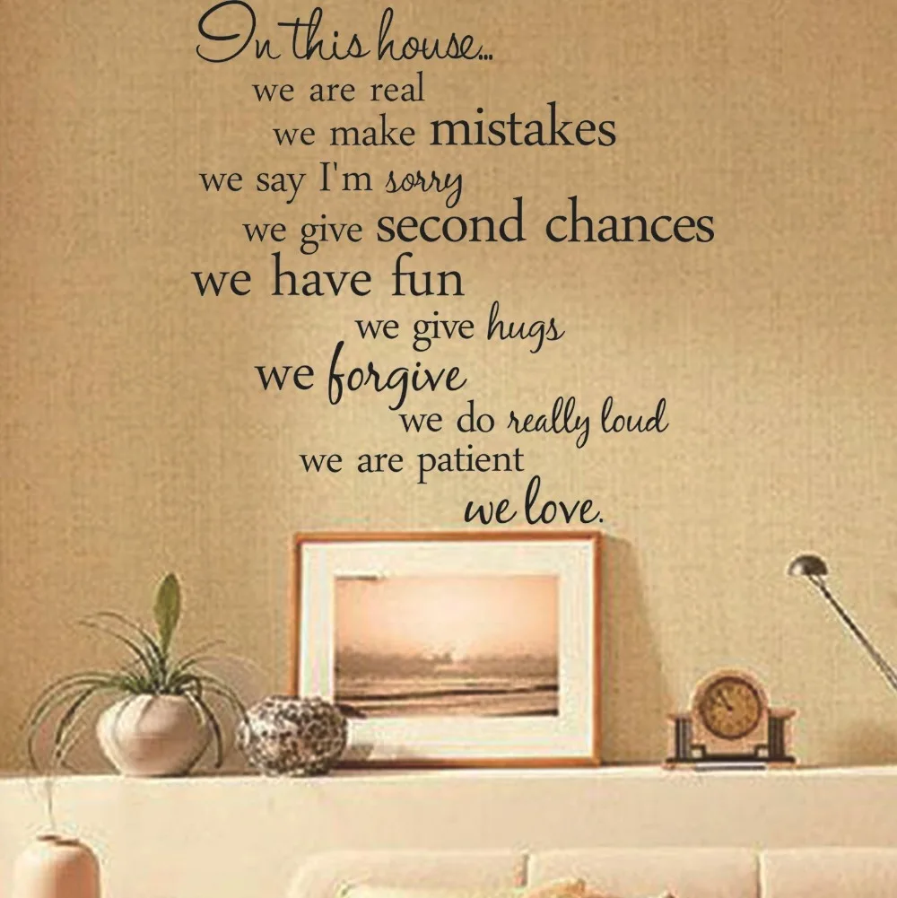 In this house Words Quote Wall Stickers Living Room Bedroom Decal Home Decor DIY