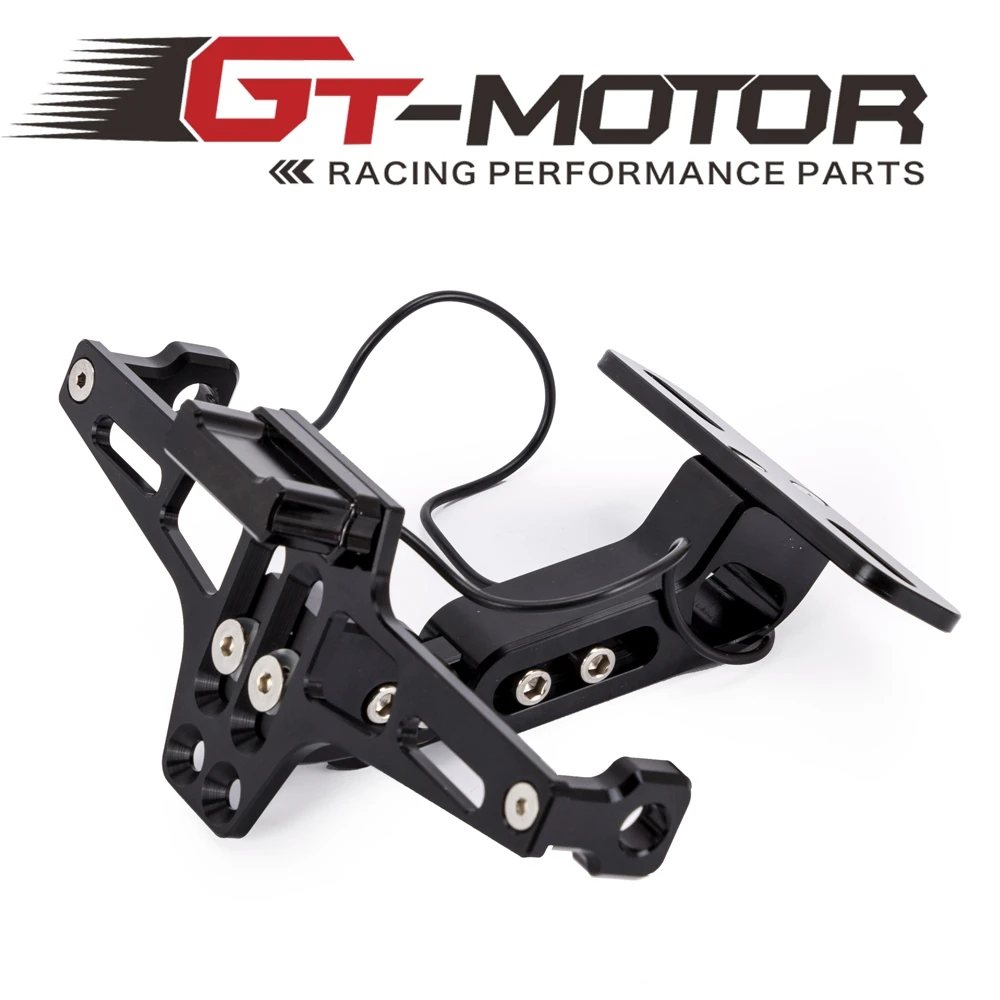 

GT Motor - Motorcycle Adjustable Angle Aluminum License Number Plate Frame Holder Bracket Universal