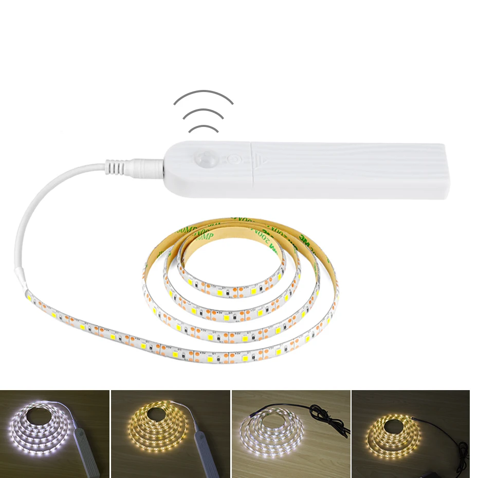 

DC 5V LED Strip Under Cabinet light with PIR Motion Sensor 1M 2M 3M USB Port Diode Tape Closet Stairs Wardrobe Bed Side Light