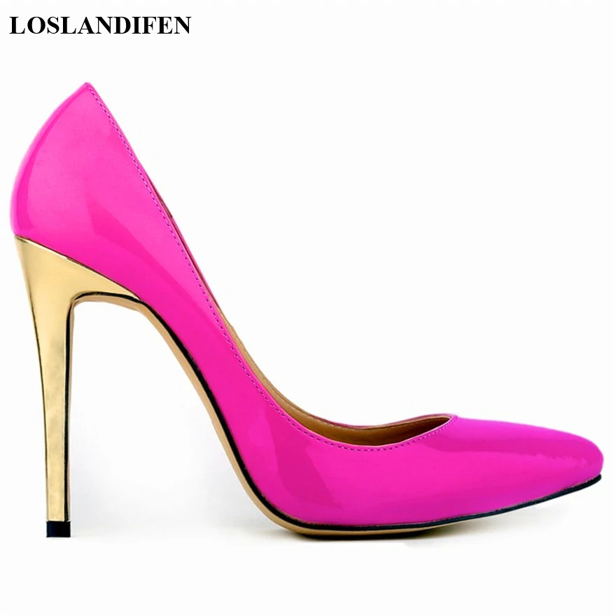 

New Arrival Patent Leather Metal Heel Women's Shoes Pointed Toe Fashion High Heels Shoes Women Pumps Elegant Party Shoes Shallow