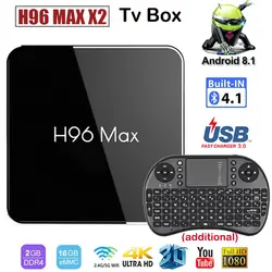 Новые H96 max X2 Android 8,1 smart ТВ BOX 2 Гб Оперативная память 16 Гб Встроенная память четырехъядерный Amlogic S905X2 HD 4 k Wifi BT 4,0 Media Player Декодер каналов