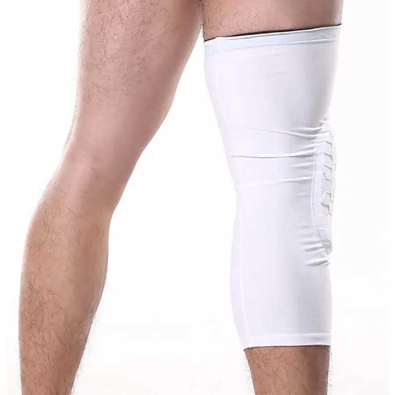 Для мужчин дышащие спортивные соты долго колена Поддержка бандажа Pad Protector Баскетбол штанины профессиональный спорт Kneepad