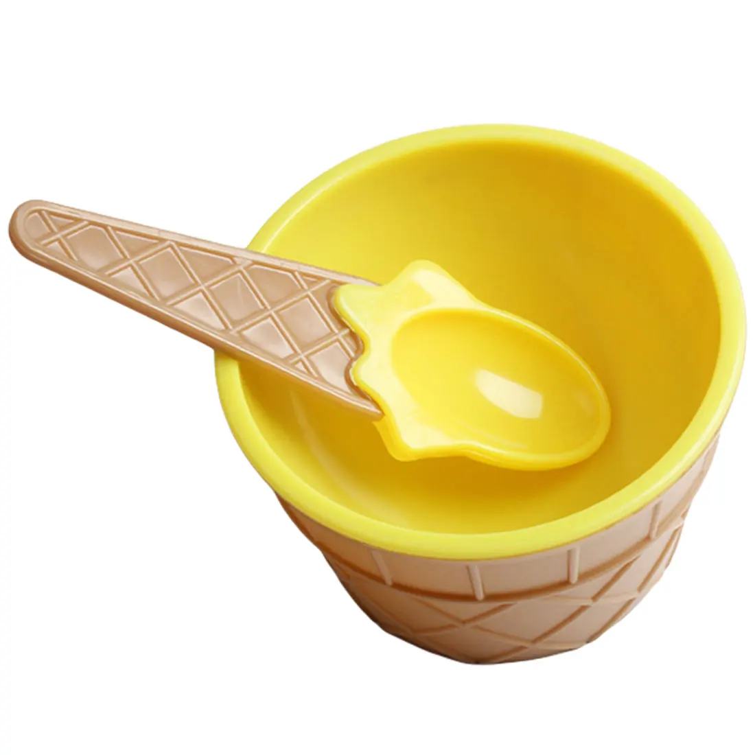 1 шт. многоразовая Милая чаша для мороженого с ложкой прекрасный подарок детям десертные чаши для мороженого чашка для мороженого 7 цветов - Цвет: Yellow