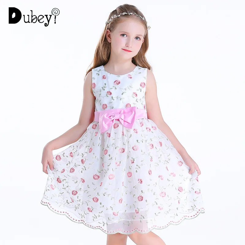 

Sleeveless Tulle Princess Dress with Bow-knot Elegant Girls Party Dress for Birthday and Evening Prom Summer Little Girls Dresse