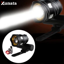 XUNATA Free Zoom Водонепроницаемый T6 светодиодный велосипедный фонарь передняя фара для велосипеда фонарь с USB Перезаряжаемый велосипедный фонарь