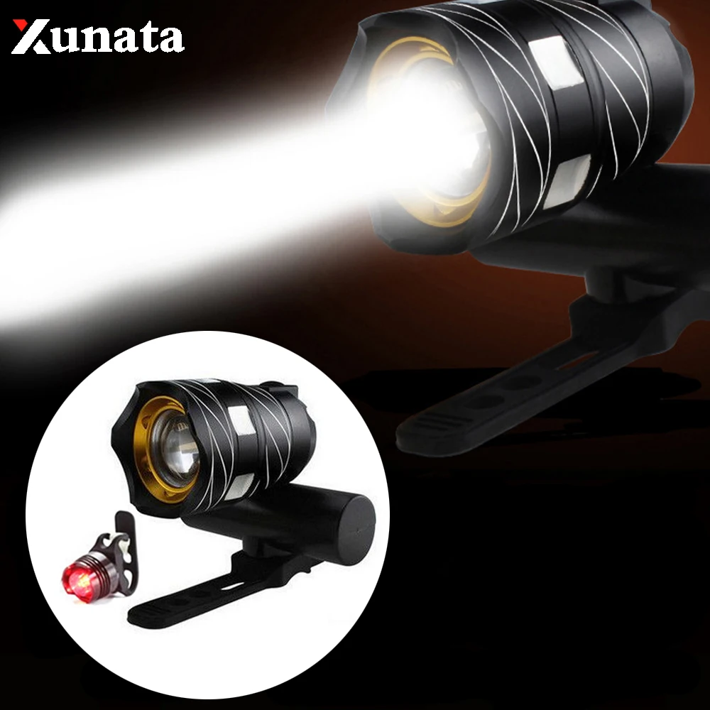 

XUNATA Free Zoom Waterproof T6 LED Bicycle Light Bike Front Lamp Torch Headlight with USB Rechargeable Cycling light