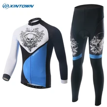 XINTOWN, новая мужская велосипедная одежда, Зимние флисовые утеплённые велосипедные Джерси с длинными рукавами, комплект со штанами, костюм из Джерси, согреться, спортивная одежда