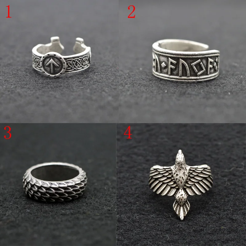 

Retro viking fans rings for women men viking rune guard ring animal dragon rings
