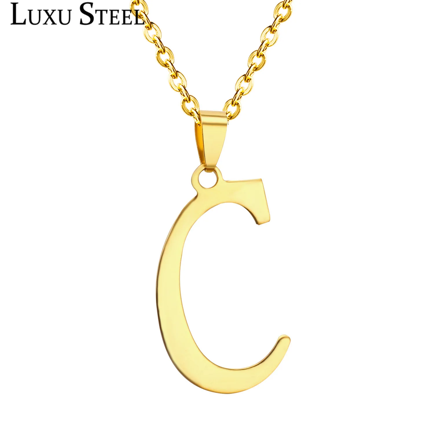 LUXUSTEEL 2016 New Arrival Capital C Necklace For Women 316L Stainless