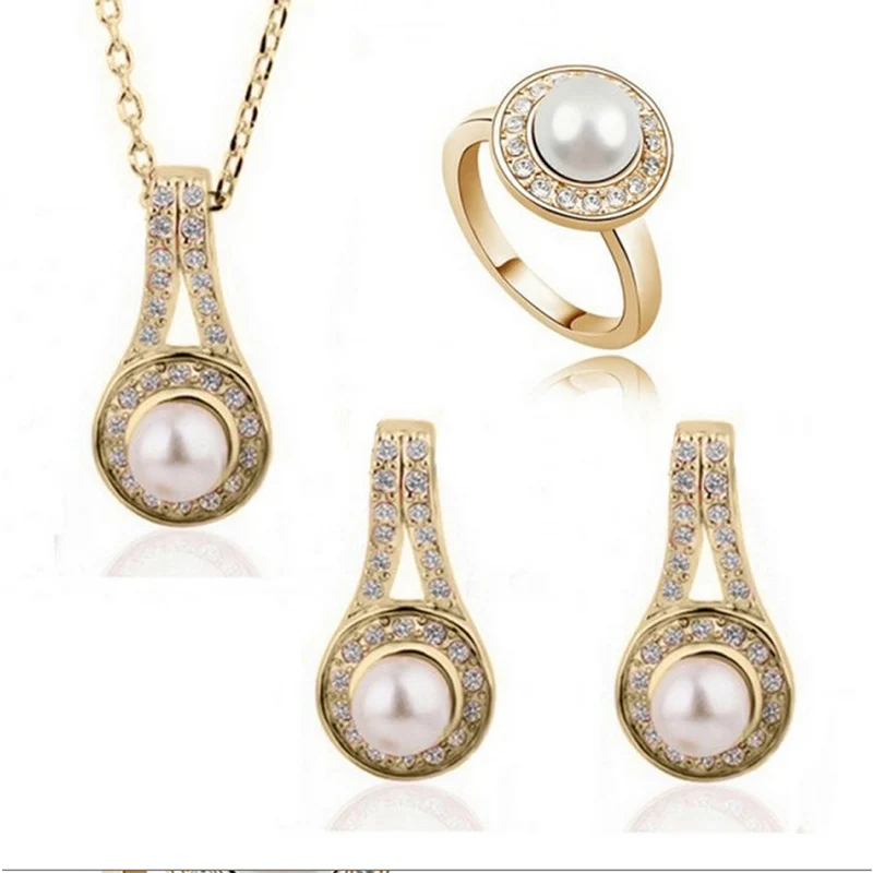 Simulated Pearl Jewelry Set For Women bridal jewelry sets crystal jewelry sets