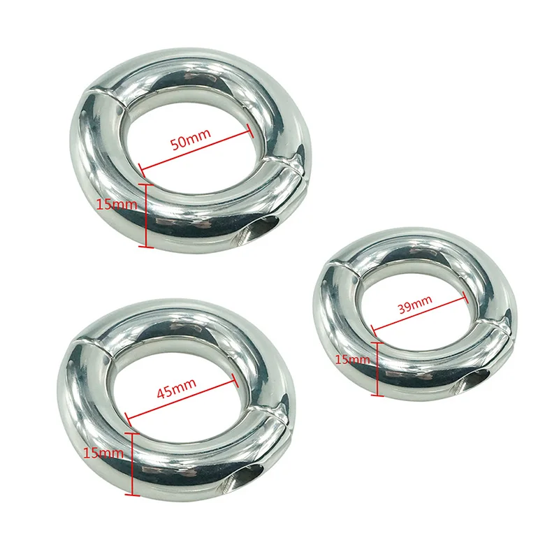 Stainless Steel Penis Ring Ball Stretcher Delay Lasting Metal Cock Ring Scrotum Restraint Testicular Chastity Device for Men (4)
